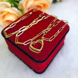 18k Real Gold Heart Pendant Necklace